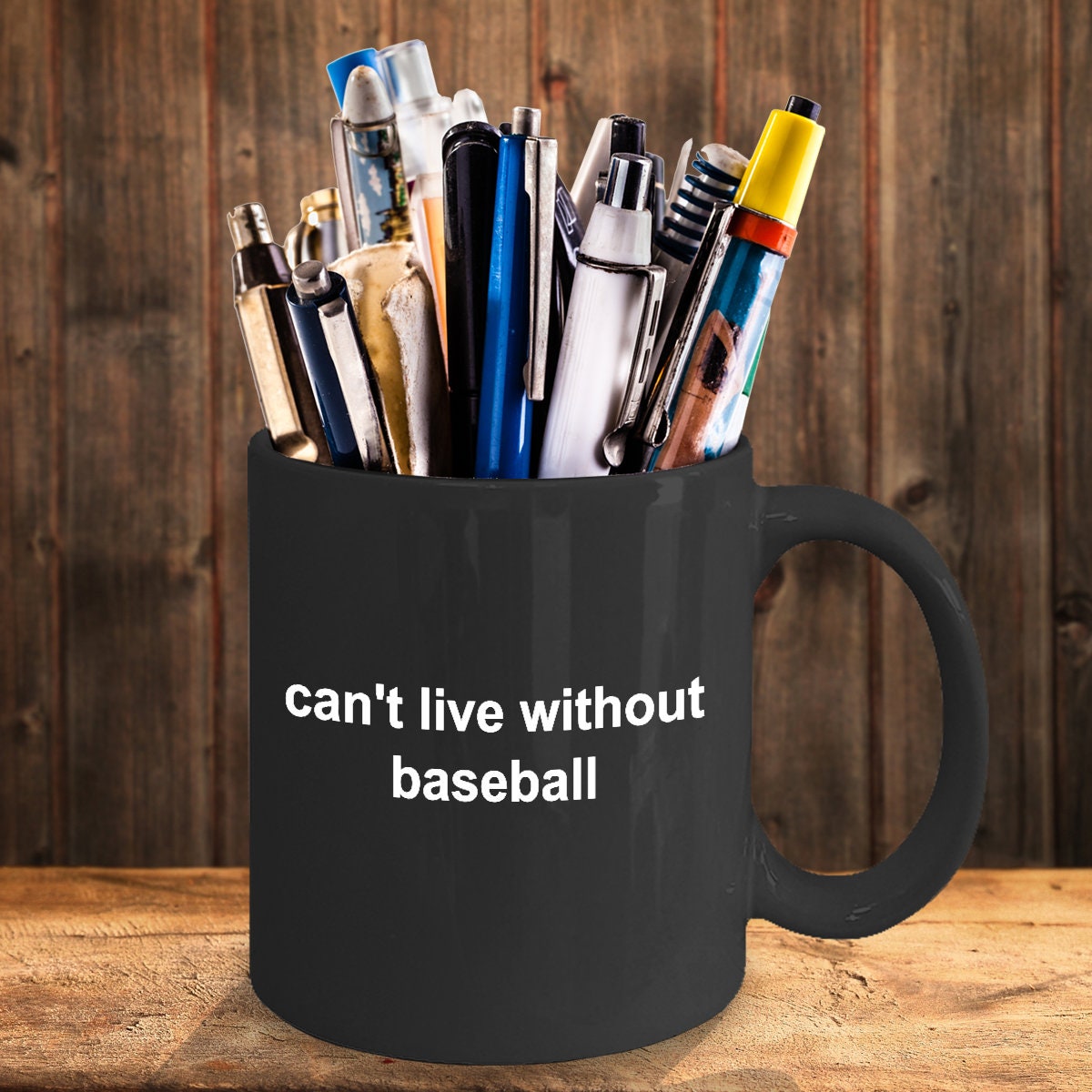 Baseball Black Coffee Mug - Can't Live Without Baseball - Mallard Moon Gift Shop