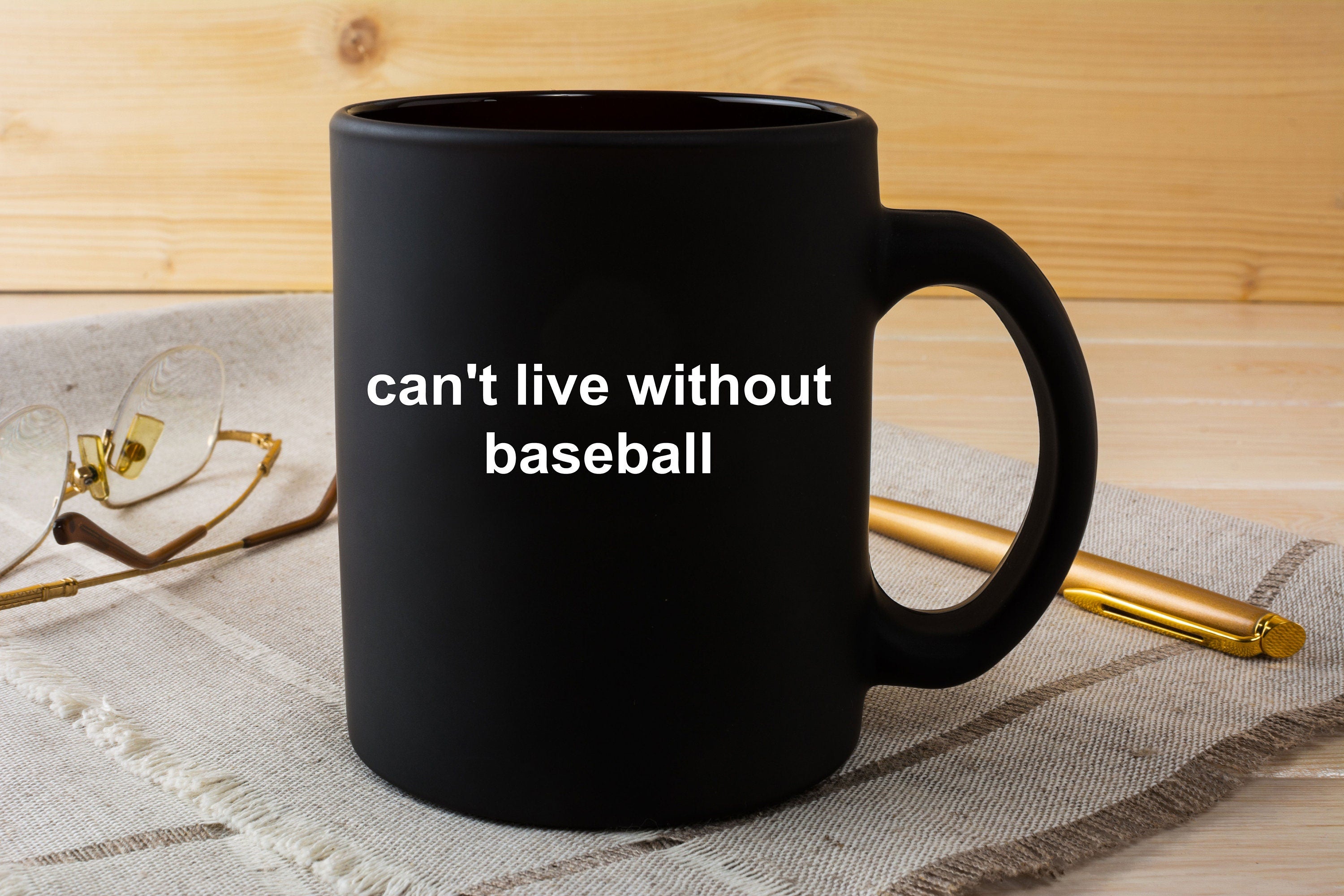 Baseball Black Coffee Mug - Can't Live Without Baseball - Mallard Moon Gift Shop