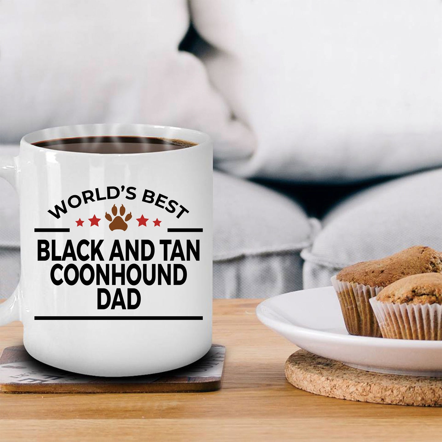 Black and Tan Coonhound Dog Dad Mug - Mallard Moon Gift Shop