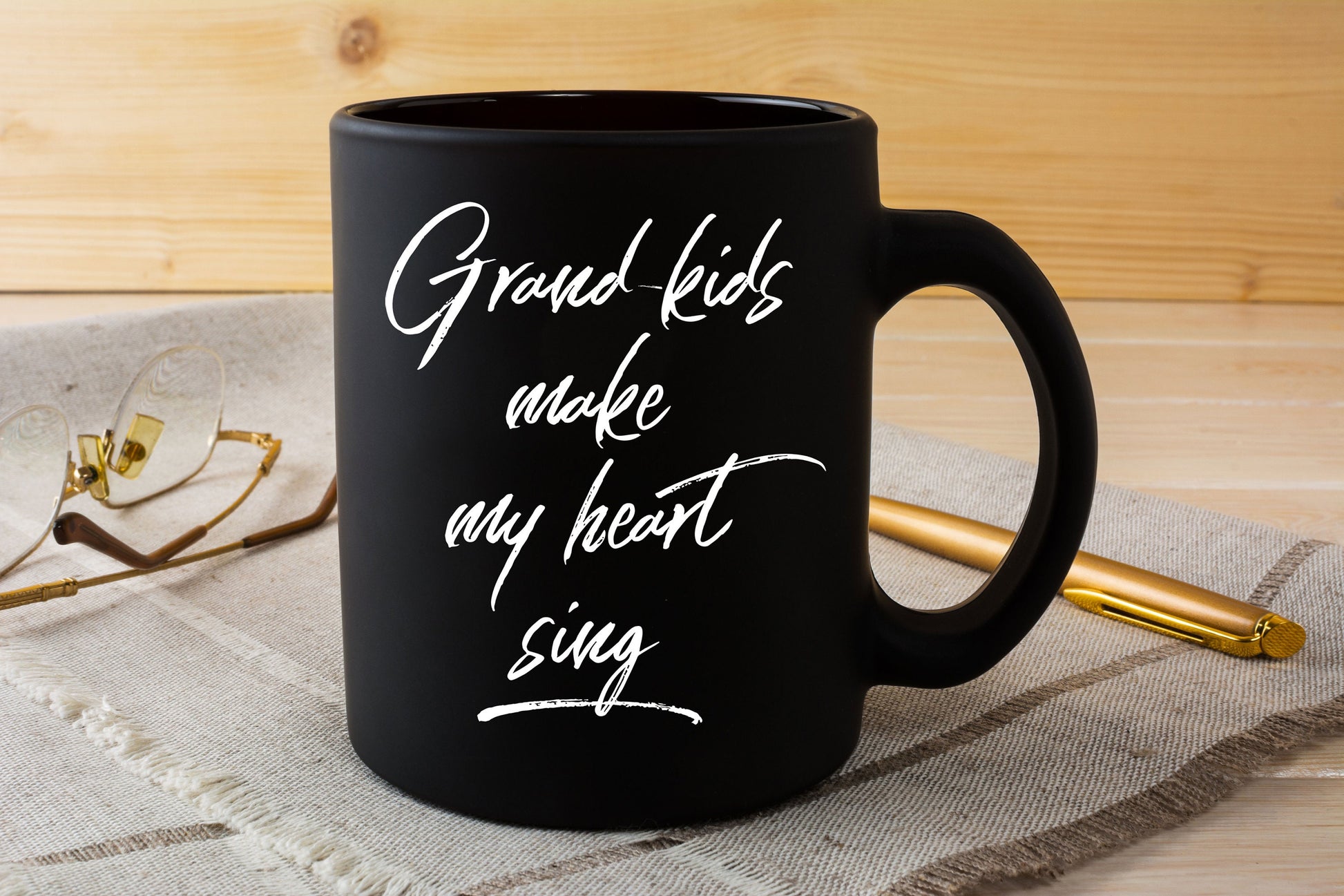 Grandmother or Grandfather Mug Black Coffee Cup - Grand-kids Make my Heart Sing Hot Chocolate Mug - Mallard Moon Gift Shop