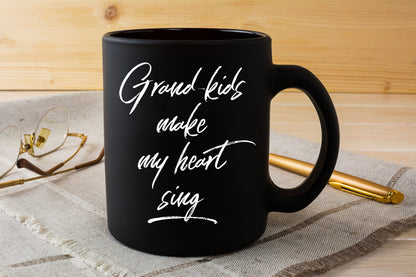 Grandmother or Grandfather Mug Black Coffee Cup - Grand-kids Make my Heart Sing Hot Chocolate Mug - Mallard Moon Gift Shop