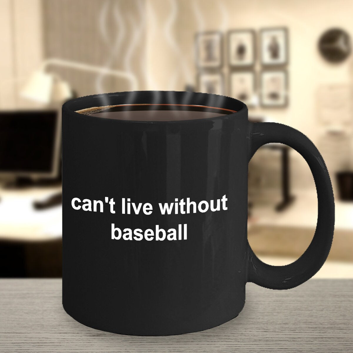 Baseball Black Coffee Mug - Can't Live Without Baseball - Mallard Moon Gift Shop