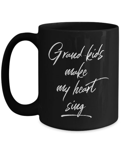 Grandmother or Grandfather Mug Black Coffee Cup - Grand-kids Make my Heart Sing Hot Chocolate Mug - Mallard Moon Gift Shop