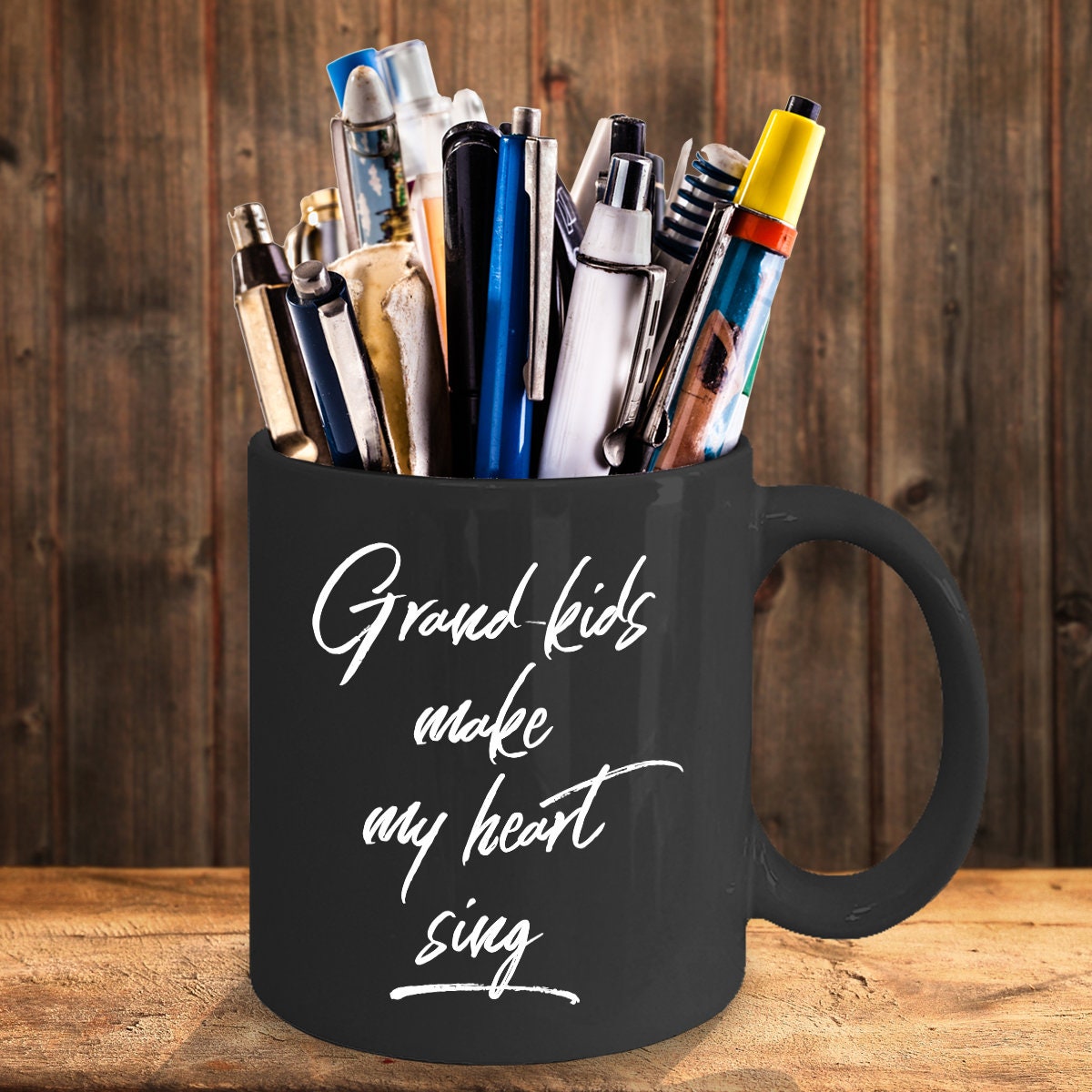 Grandmother or Grandfather Mug Black Coffee Cup - Grand-kids Make my Heart Sing Hot Chocolate Mug - Mallard Moon Gift Shop