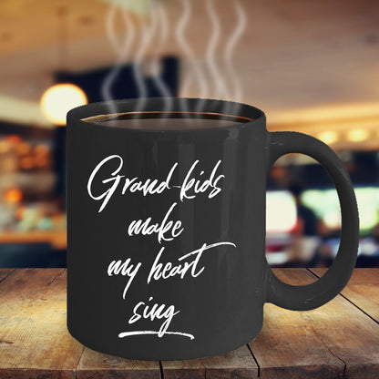 Grandmother or Grandfather Mug Black Coffee Cup - Grand-kids Make my Heart Sing Hot Chocolate Mug - Mallard Moon Gift Shop