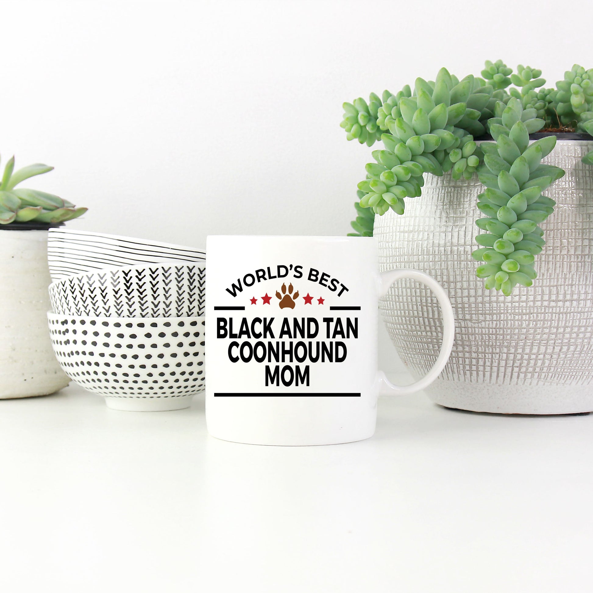 Black and Tan Coonhound Dog Mom Mug - Mallard Moon Gift Shop