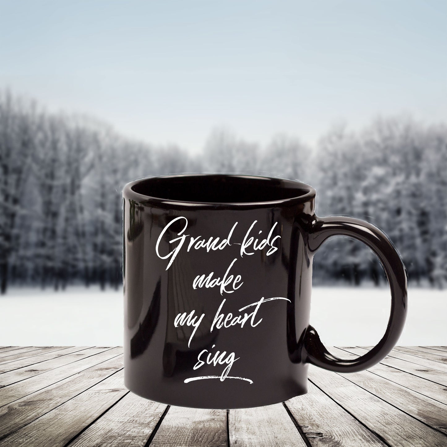 Grandmother or Grandfather Mug Black Coffee Cup - Grand-kids Make my Heart Sing Hot Chocolate Mug - Mallard Moon Gift Shop
