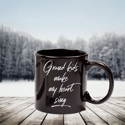 Grandmother or Grandfather Mug Black Coffee Cup - Grand-kids Make my Heart Sing Hot Chocolate Mug - Mallard Moon Gift Shop