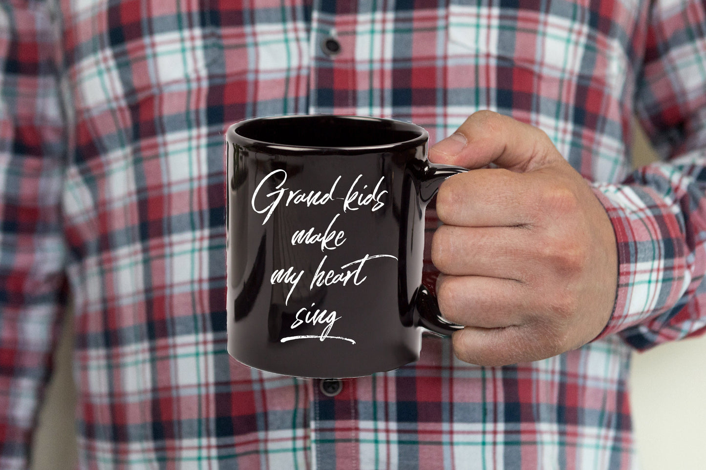 Grandmother or Grandfather Mug Black Coffee Cup - Grand-kids Make my Heart Sing Hot Chocolate Mug - Mallard Moon Gift Shop
