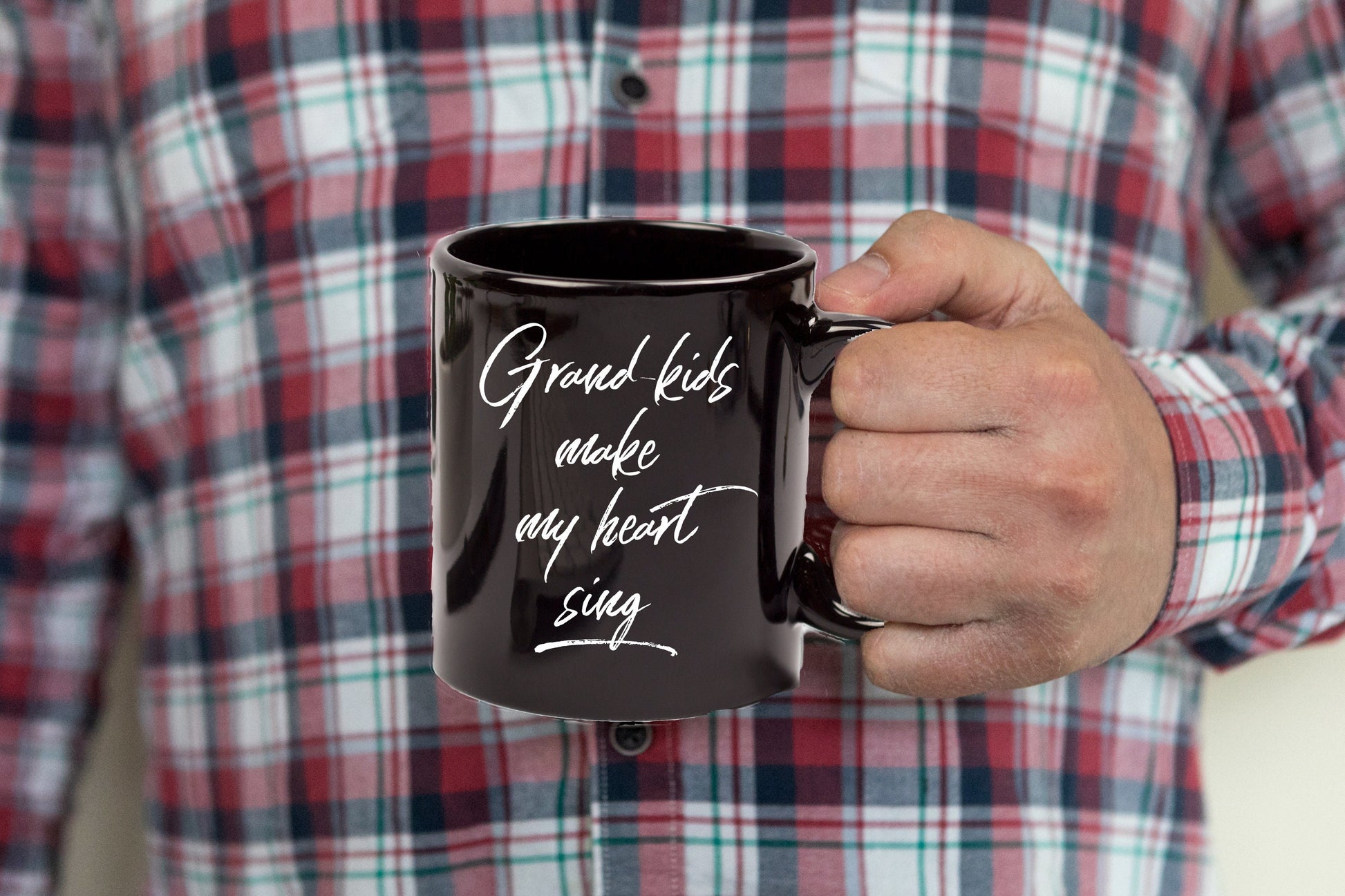 Grandmother or Grandfather Mug Black Coffee Cup - Grand-kids Make my Heart Sing Hot Chocolate Mug - Mallard Moon Gift Shop
