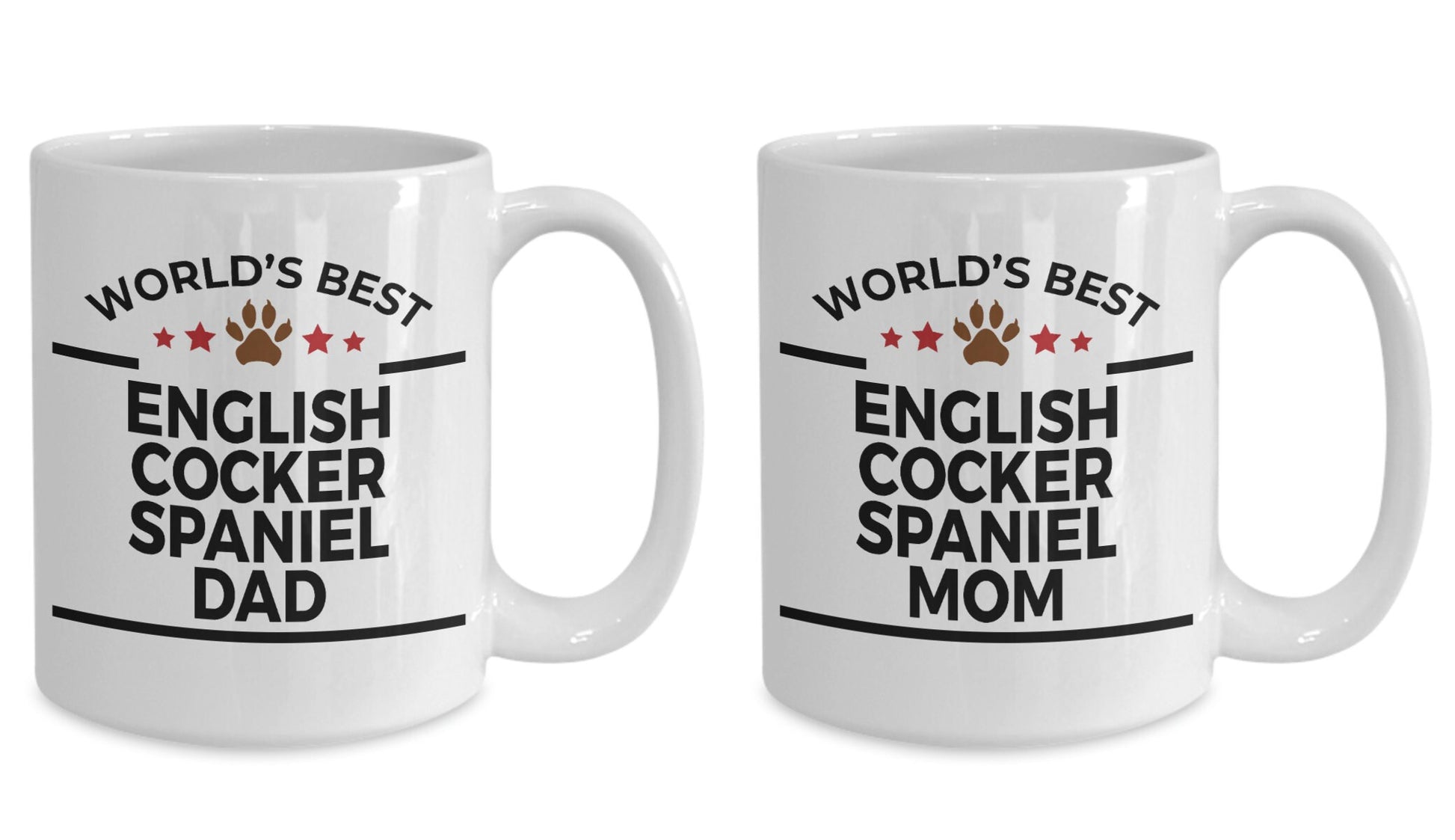 English Cocker Spaniel Dad and Mom Couples Mug - Set of 2 - His and Hers - Mallard Moon Gift Shop
