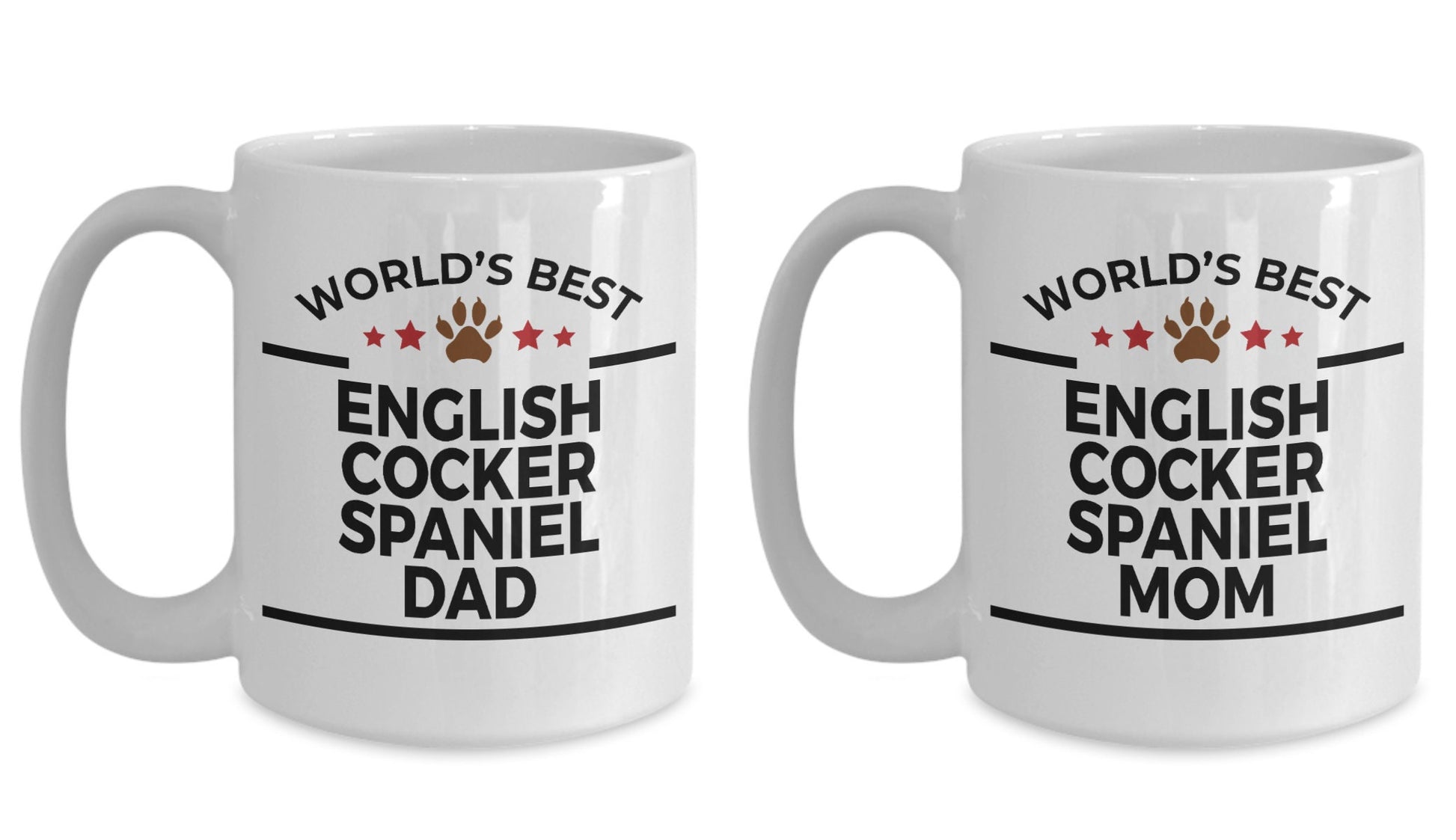 English Cocker Spaniel Dad and Mom Couples Mug - Set of 2 - His and Hers - Mallard Moon Gift Shop