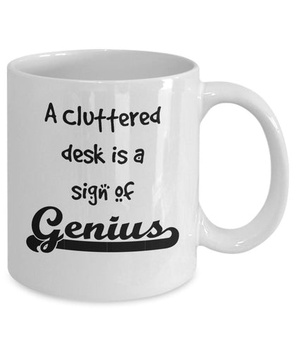 Cluttered office desk golf theme mug - Mallard Moon Gift Shop