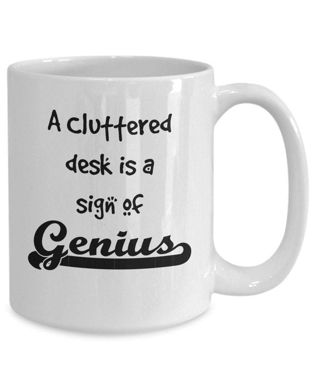 Cluttered office desk golf theme mug - Mallard Moon Gift Shop