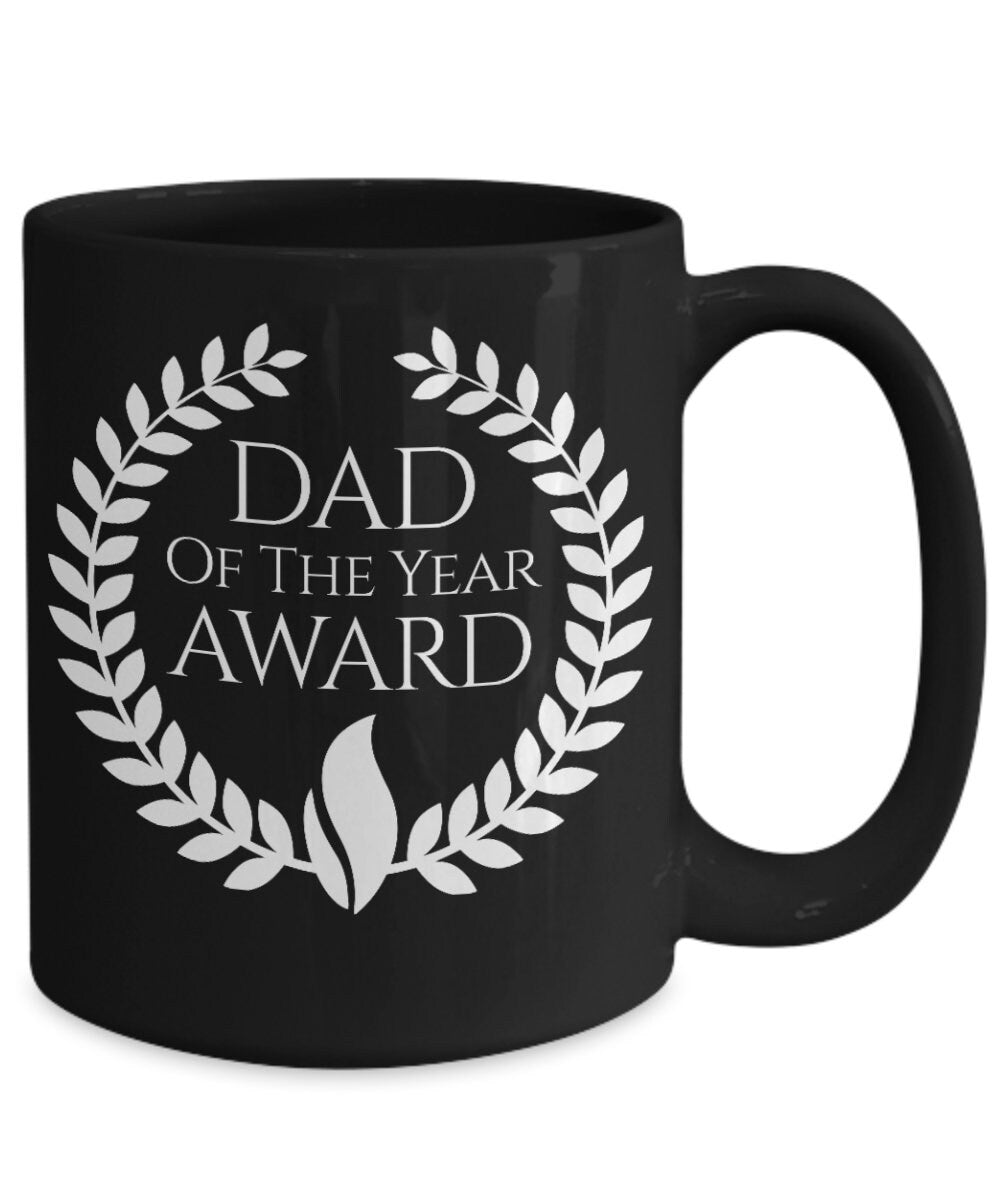 Dad of the Year Award Black Ceramic Mug - Mallard Moon Gift Shop