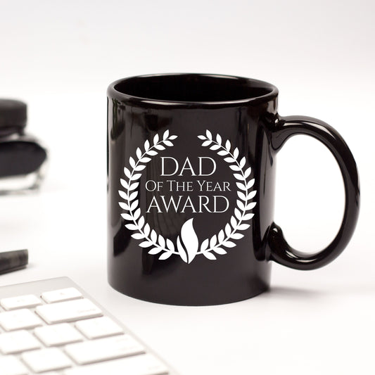 Dad of the Year Award Black Ceramic Mug - Mallard Moon Gift Shop