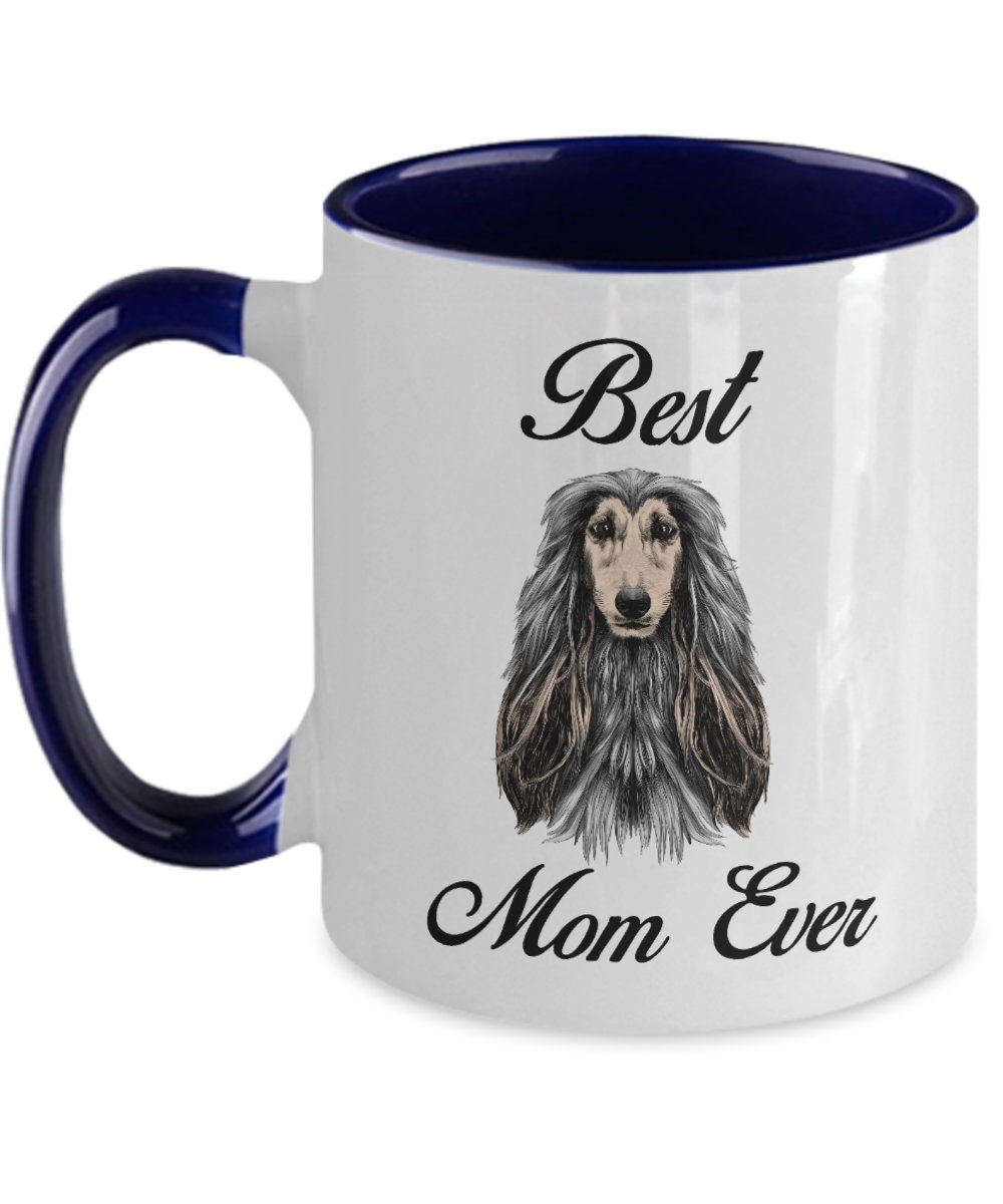 Best afghan hound mom ever two toned coffee mugs - Mallard Moon Gift Shop