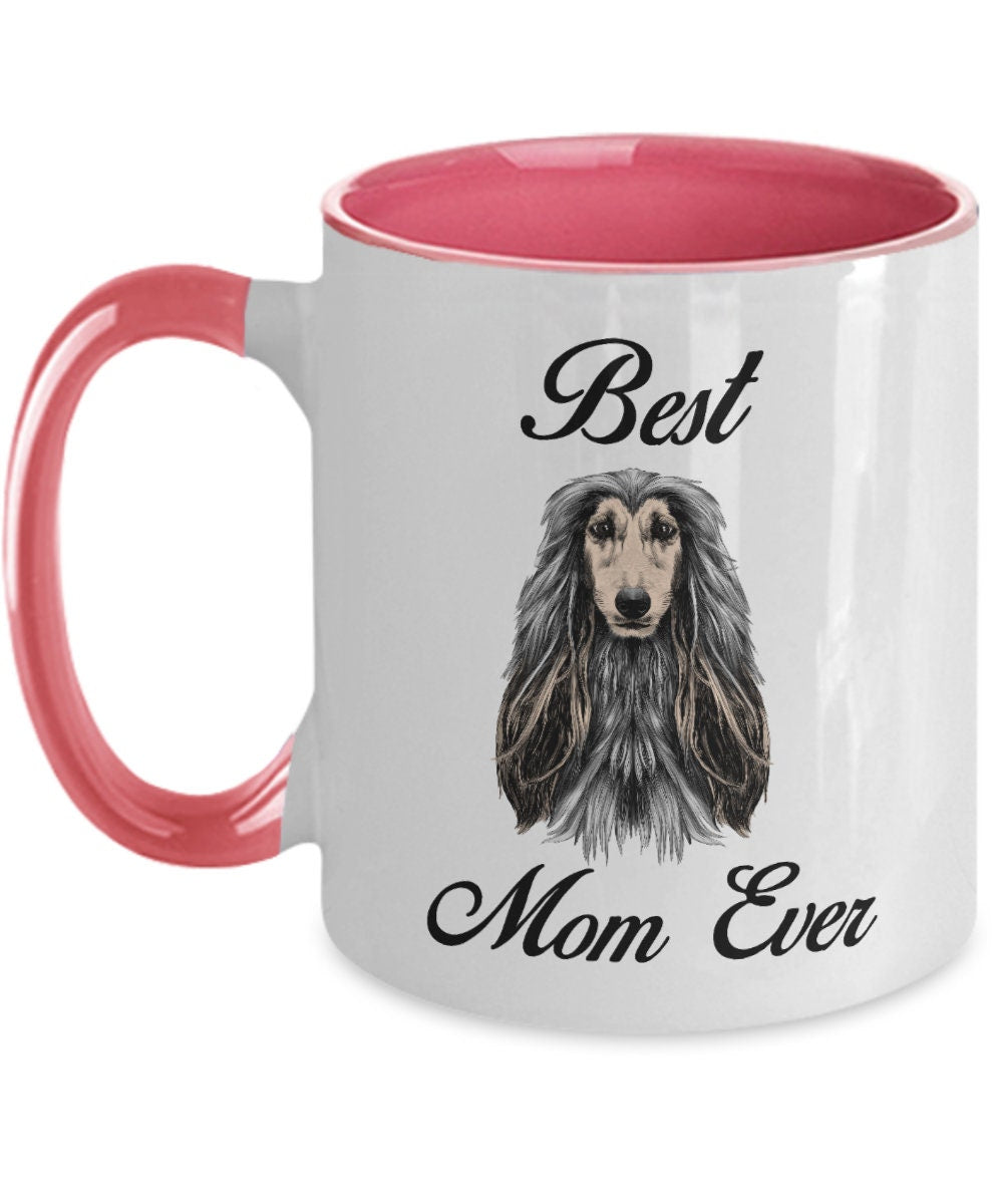 Best afghan hound mom ever two toned coffee mugs - Mallard Moon Gift Shop