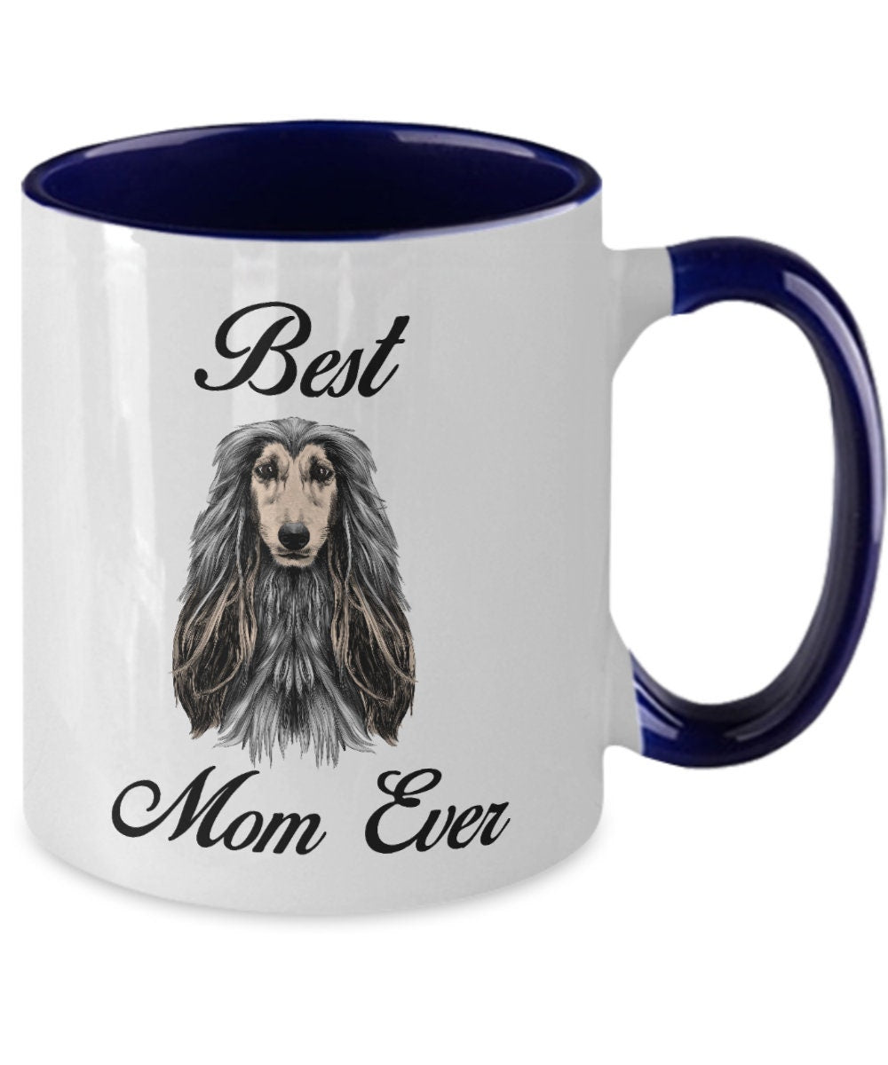 Best afghan hound mom ever two toned coffee mugs - Mallard Moon Gift Shop