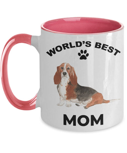 Basset Hound Best Mom coffee mug watercolor print - Mallard Moon Gift Shop