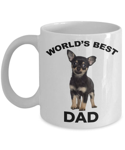 Chihuahua Puppy Best Dad mug - black and tan - Mallard Moon Gift Shop