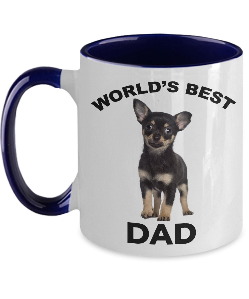 Chihuahua Puppy Best Dad mug - black and tan - Mallard Moon Gift Shop