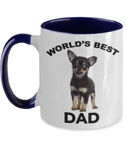 Chihuahua Puppy Best Dad mug - black and tan - Mallard Moon Gift Shop