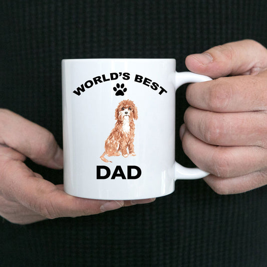 Cavapoo Best Dad coffee mug -white ceramic and two tone - Mallard Moon Gift Shop