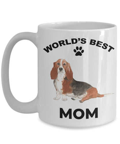 Basset Hound Best Mom coffee mug watercolor print - Mallard Moon Gift Shop