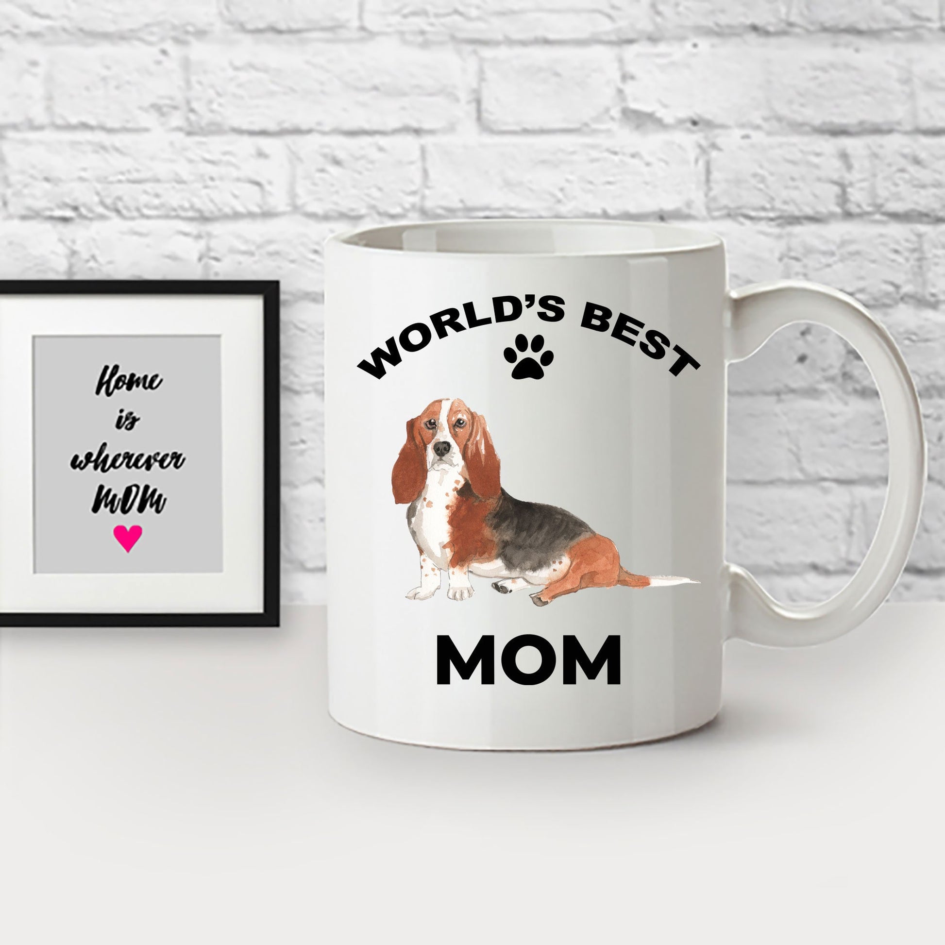 Basset Hound Best Mom coffee mug watercolor print - Mallard Moon Gift Shop
