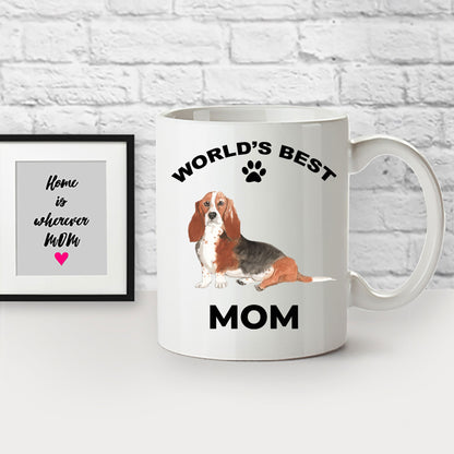 Basset Hound Best Mom coffee mug watercolor print - Mallard Moon Gift Shop