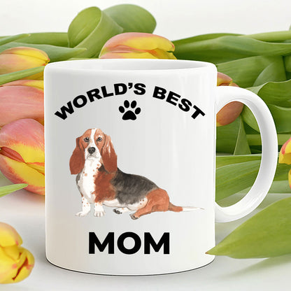 Basset Hound Best Mom coffee mug watercolor print - Mallard Moon Gift Shop