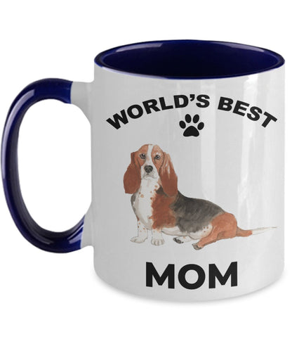 Basset Hound Best Mom coffee mug watercolor print - Mallard Moon Gift Shop
