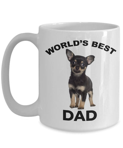 Chihuahua Puppy Best Dad mug - black and tan - Mallard Moon Gift Shop