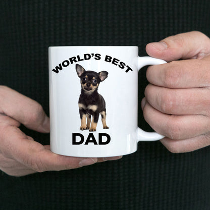 Chihuahua Puppy Best Dad mug - black and tan - Mallard Moon Gift Shop