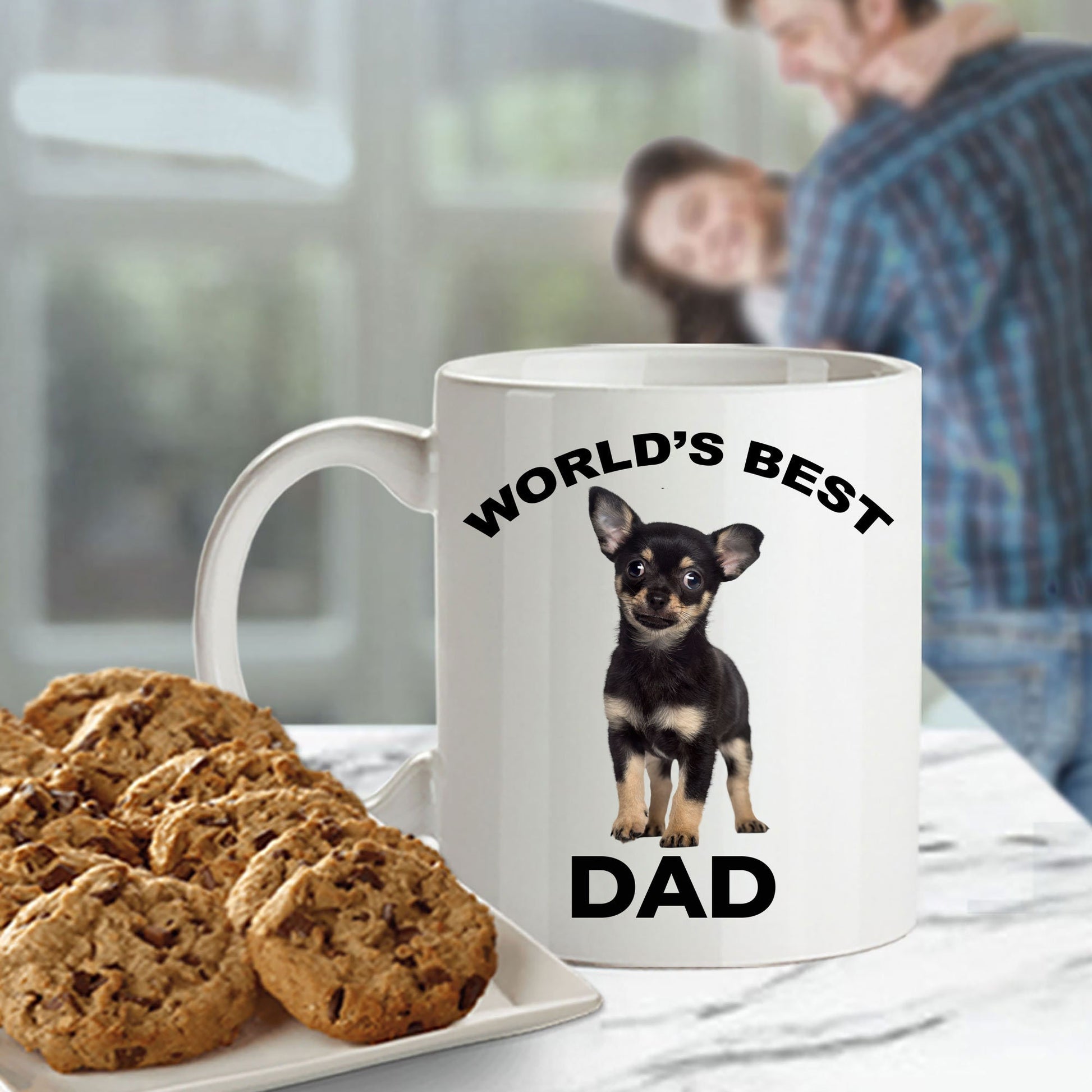 Chihuahua Puppy Best Dad mug - black and tan - Mallard Moon Gift Shop