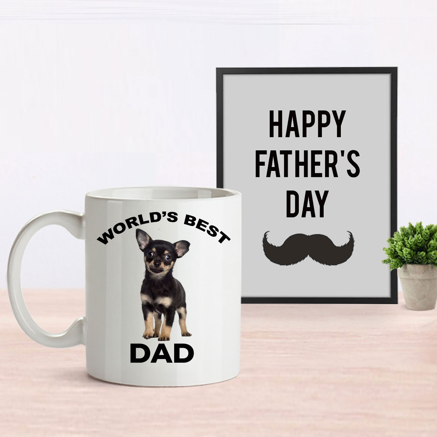Chihuahua Puppy Best Dad mug - black and tan - Mallard Moon Gift Shop