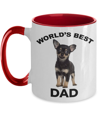Chihuahua Puppy Best Dad mug - black and tan - Mallard Moon Gift Shop
