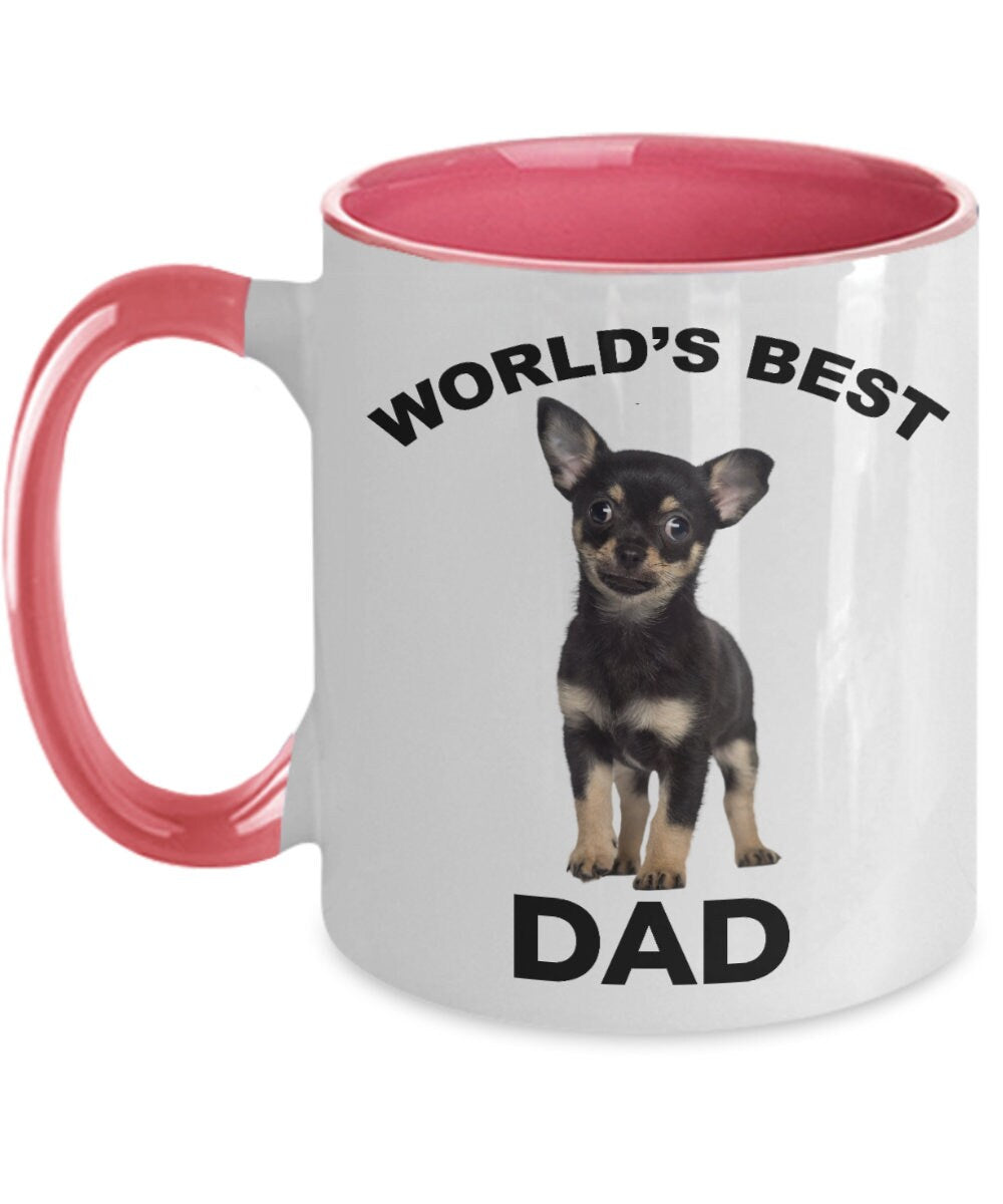 Chihuahua Puppy Best Dad mug - black and tan - Mallard Moon Gift Shop
