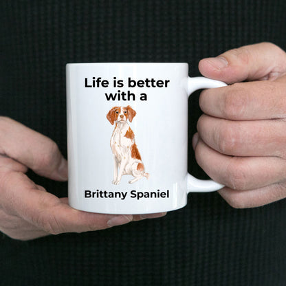 Brittany Spaniel Dog Custom Ceramic Coffee Mug - Life is Better with a Brittany Spaniel - Mallard Moon Gift Shop