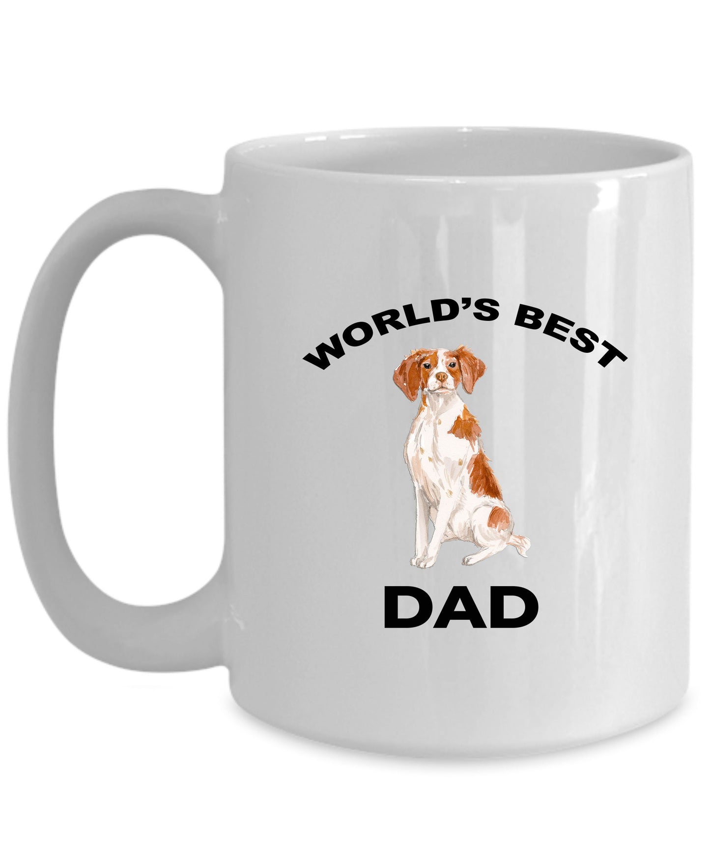 Brittany Spaniel Dog Dad Coffee Mug White, Black, Navy, Red Two Tone - Mallard Moon Gift Shop