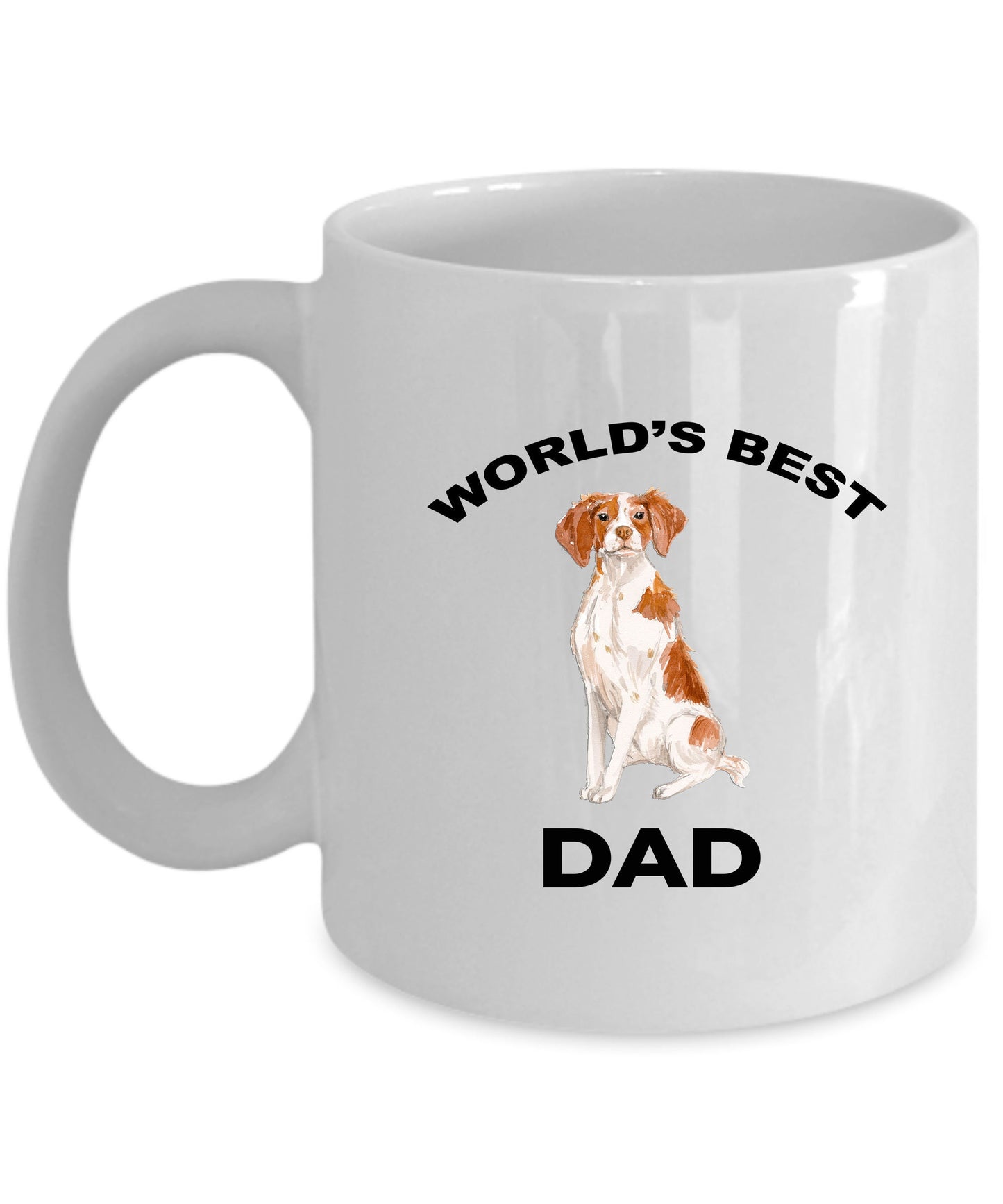 Brittany Spaniel Dog Dad Coffee Mug White, Black, Navy, Red Two Tone - Mallard Moon Gift Shop