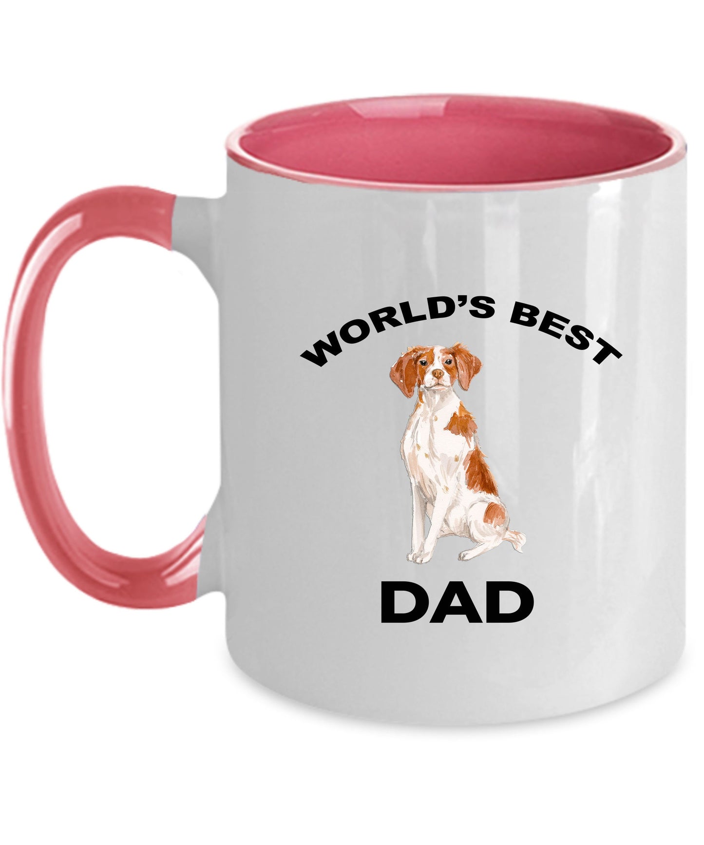 Brittany Spaniel Dog Dad Coffee Mug White, Black, Navy, Red Two Tone - Mallard Moon Gift Shop