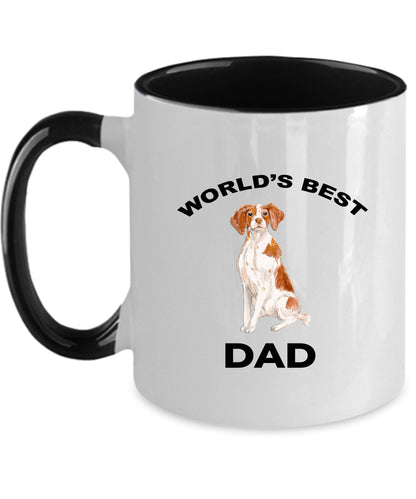 Brittany Spaniel Dog Dad Coffee Mug White, Black, Navy, Red Two Tone - Mallard Moon Gift Shop