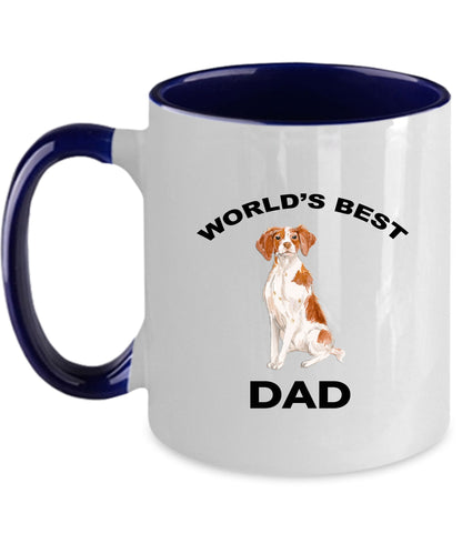 Brittany Spaniel Dog Dad Coffee Mug White, Black, Navy, Red Two Tone - Mallard Moon Gift Shop
