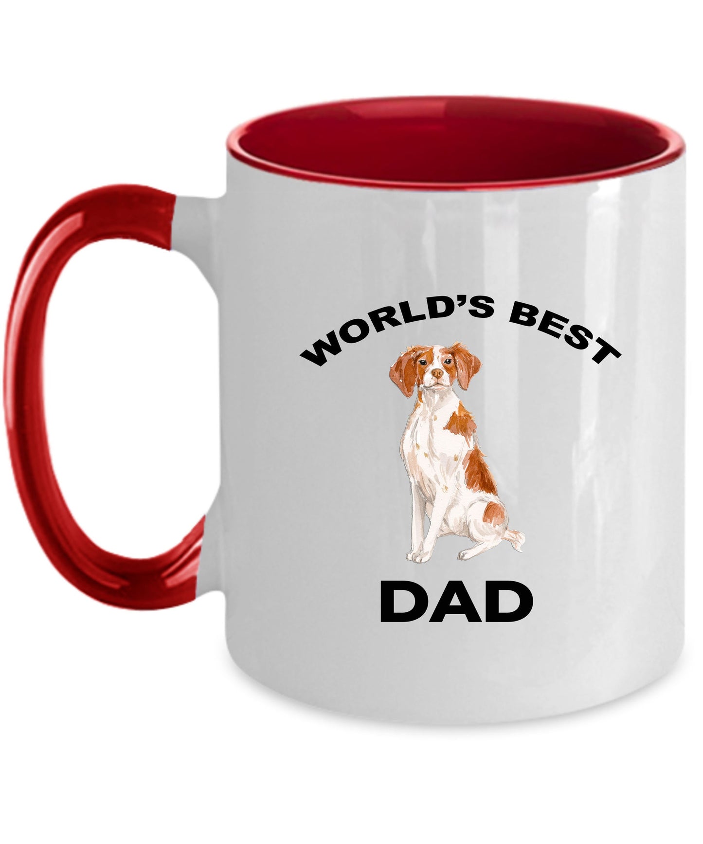 Brittany Spaniel Dog Dad Coffee Mug White, Black, Navy, Red Two Tone - Mallard Moon Gift Shop