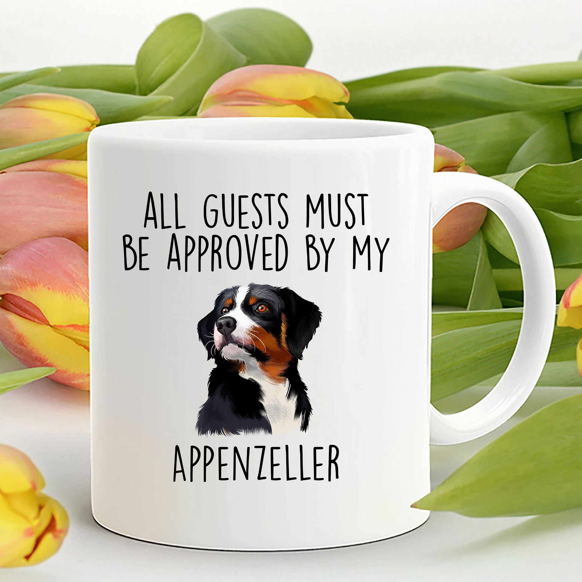 Funny Appenzeller Sennenhund -Guests Must Be Approved Coffee Mug - Mallard Moon Gift Shop