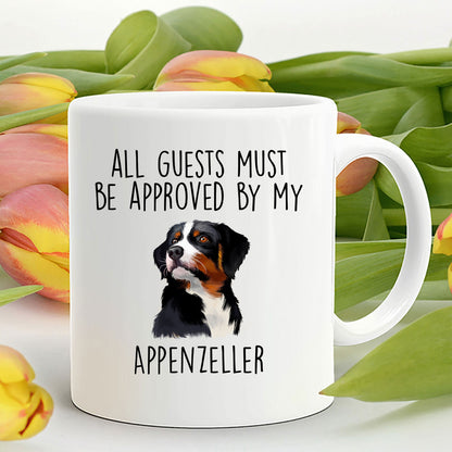 Funny Appenzeller Sennenhund -Guests Must Be Approved Coffee Mug - Mallard Moon Gift Shop