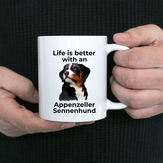 Appenzeller Sennenhund Dog Custom Coffee Mug - Life is Better - Mallard Moon Gift Shop