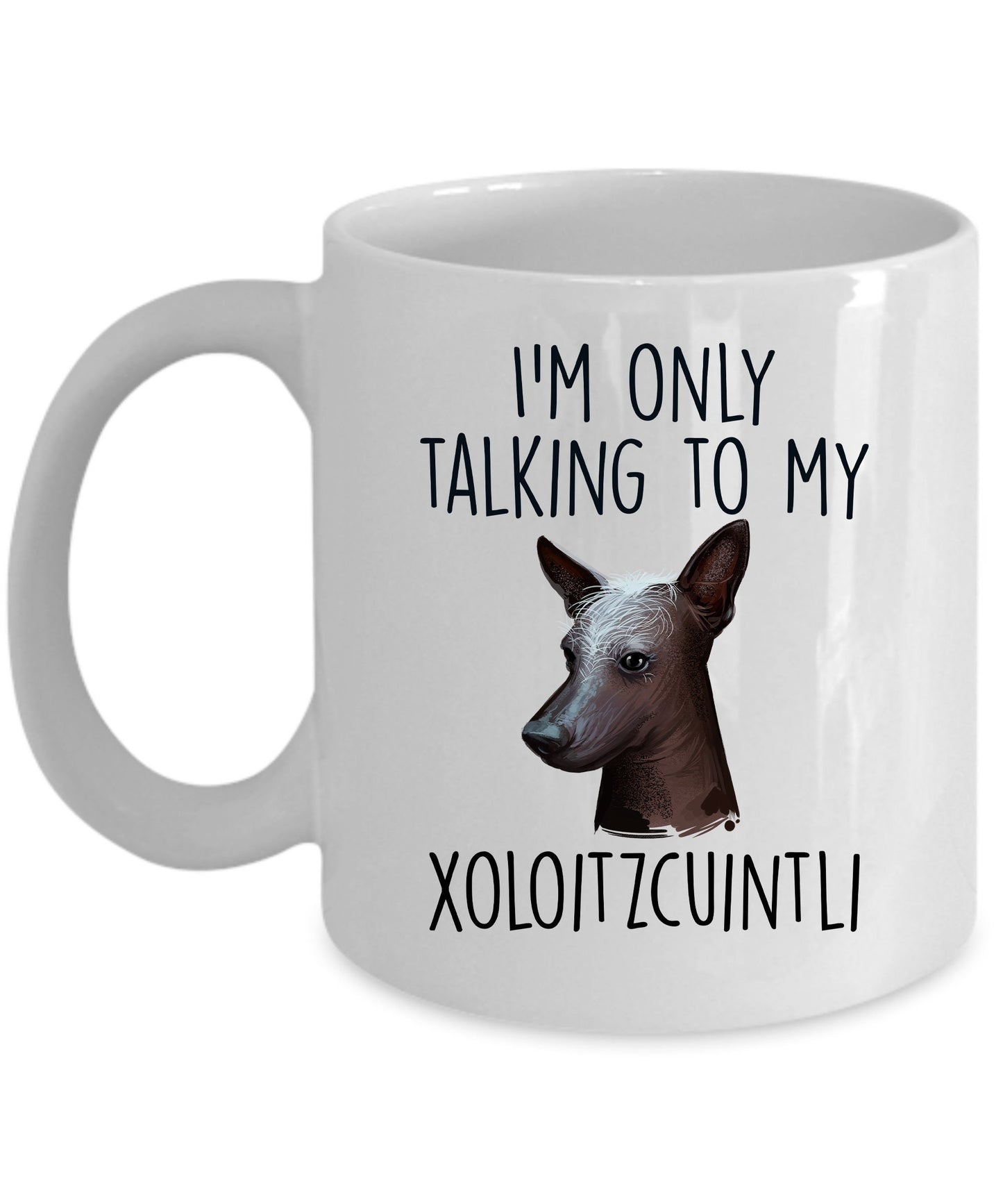 Funny Dog Custom Coffee Mug - I'm Only Talking to my Xoloitzcuintli - Mallard Moon Gift Shop